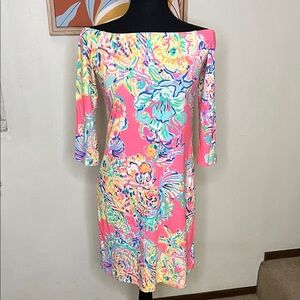 Lilly Pulitzer Laurana Off The Shoulder Dress in Coral Reef Size XS